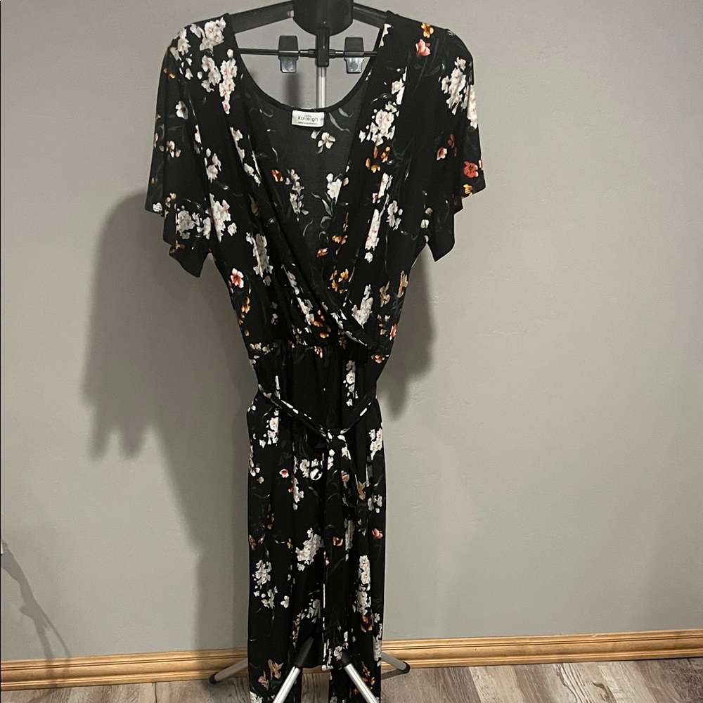 Floral Black Wrap Romper (344)